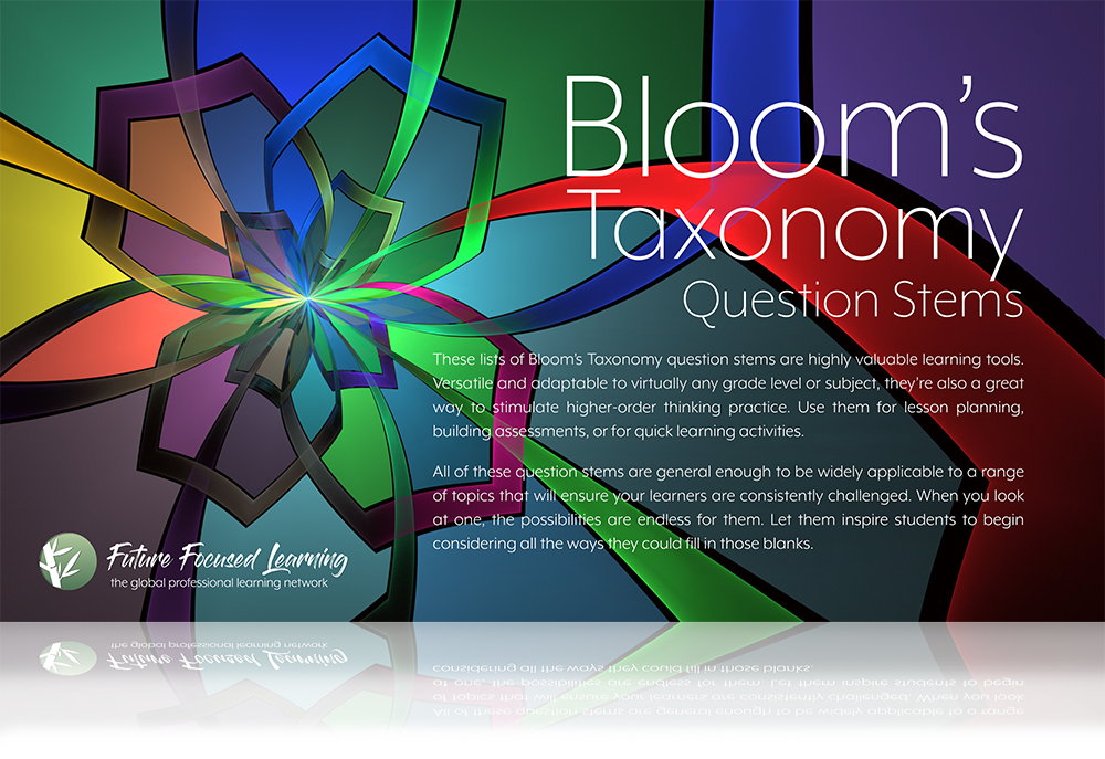 bloom's resource with colourful symmetrical flower pattern